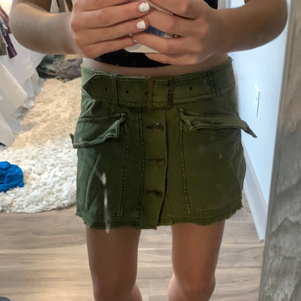 Free people army green mini skirt